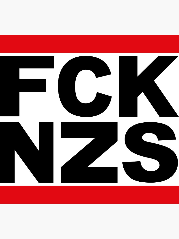 Imagen 3 de 3, Pegatina con la obra fck nzs, joder nazis - diseño de logotipo antirracismo, diseñada y vendida por vintagegraphic.