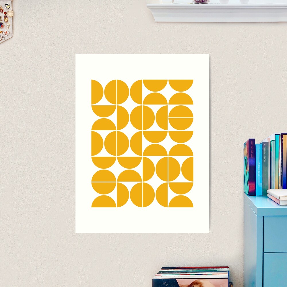 Mid Century Modern Geometric 04 Black Art Print by The Old Art Studio