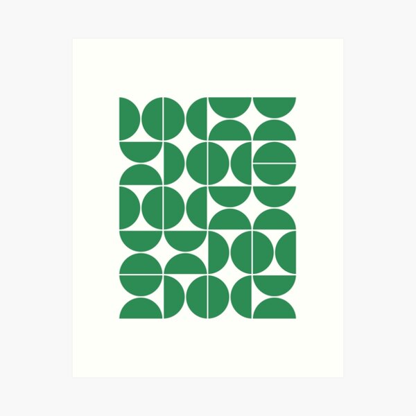 Mid Century Modern Geometric 04 Green Art Print