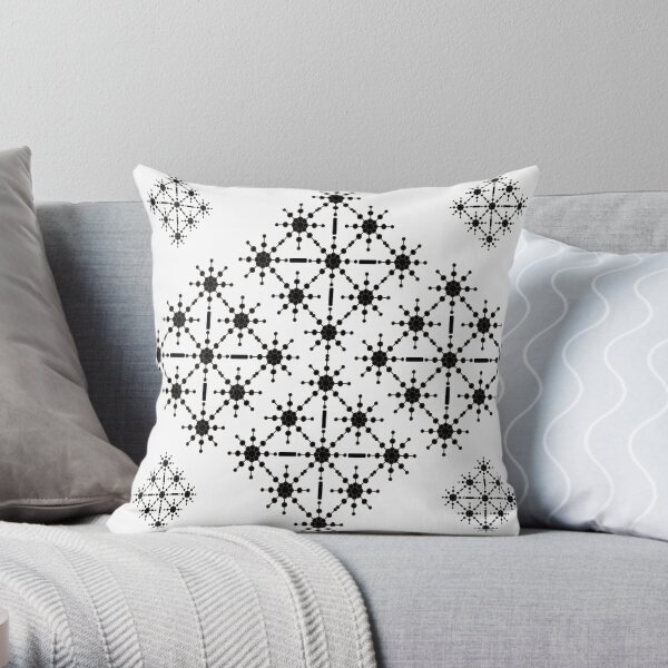 Black and White Monochrome Macro - Geometric Starlight Throw Pillow