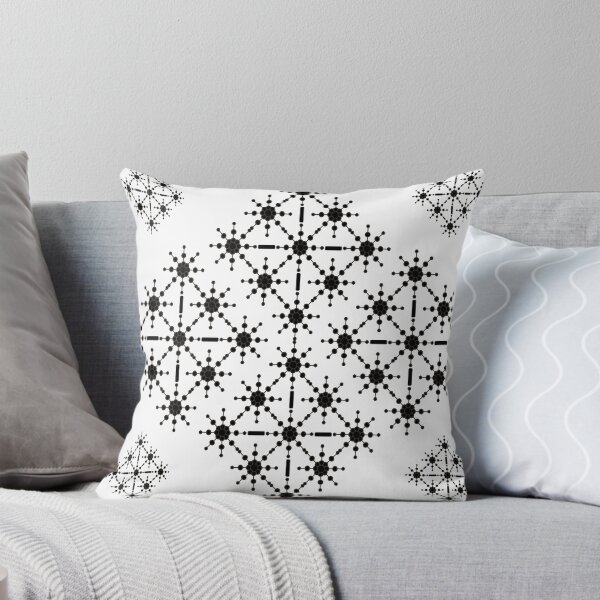 Black and White Monochrome Macro - Geometric Starlight Throw Pillow