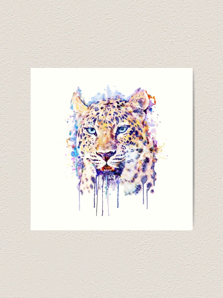 Leopard Head watercolor by Marian Voicu