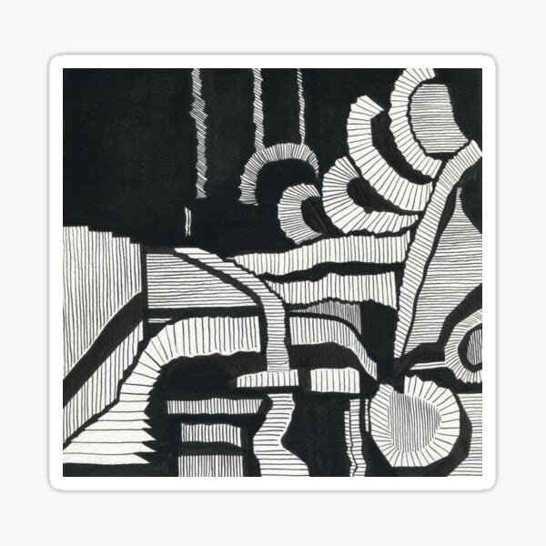 Composition abstraite en noir et blanc Sticker