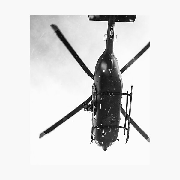 Black and White Helicopter Photographic Print