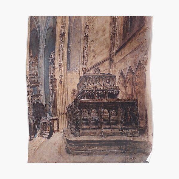 The tomb of Emperor Frederick III in the Stephansdom in Vienna(Das Grabmal Kaiser Friedrichs III im Stephansdom in Wien)-Rudolf von Alt Poster