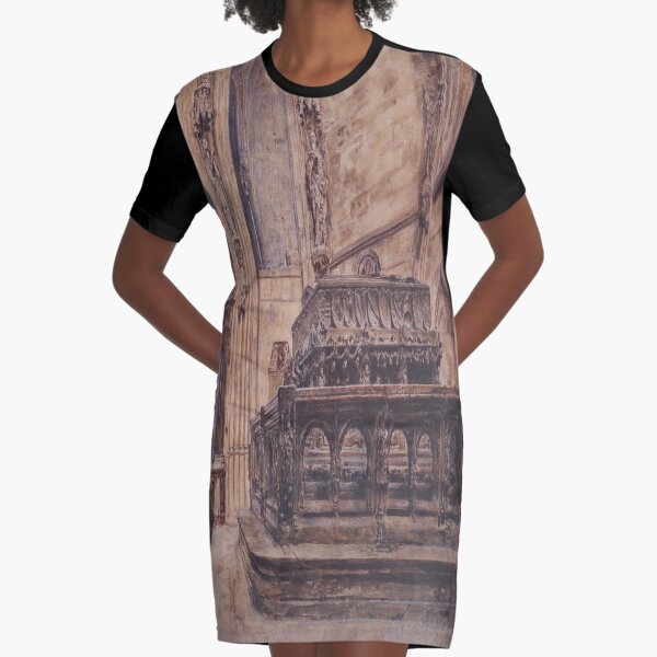 The tomb of Emperor Frederick III in the Stephansdom in Vienna(Das Grabmal Kaiser Friedrichs III im Stephansdom in Wien)-Rudolf von Alt Graphic T-Shirt Dress