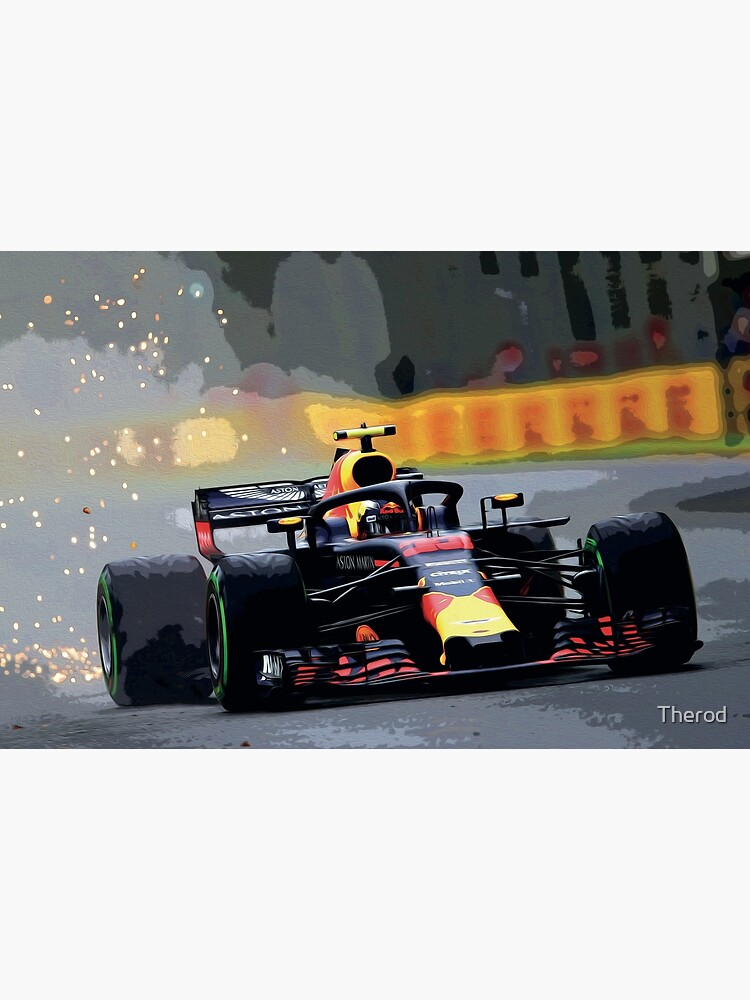 Max Verstappen racing with sparks oil painting by Therod