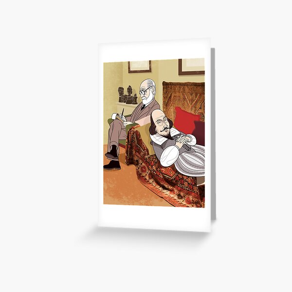 Freud analysing Shakespeare Greeting Card