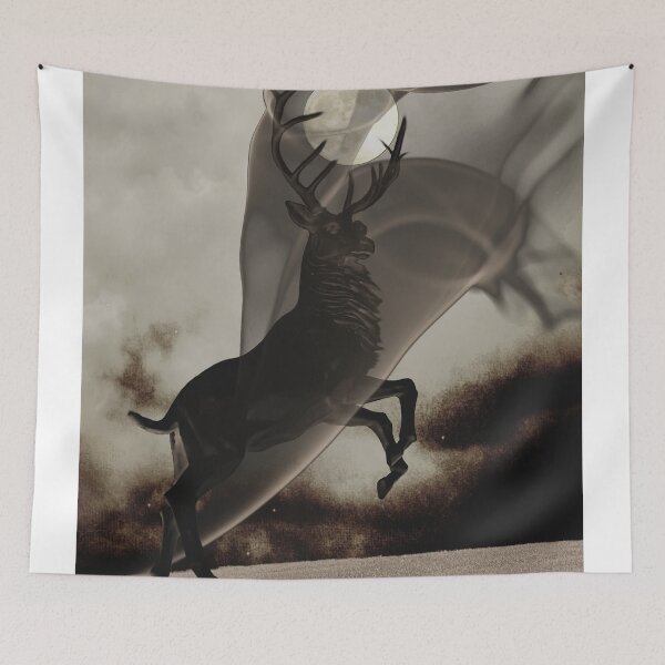 Item preview, Stag Deer under Full Moon Matted Picture A363   designed and sold by byNicol.