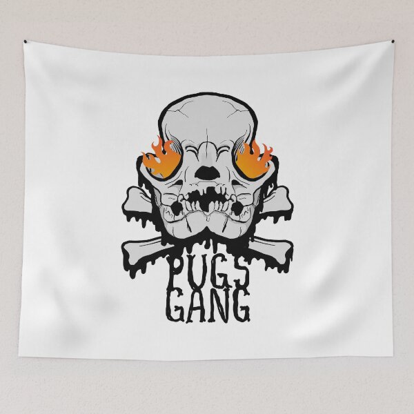 Item preview, Billky Pugs Gang Skull Flame #2 - black typo - pug dog head designed and sold by billky.