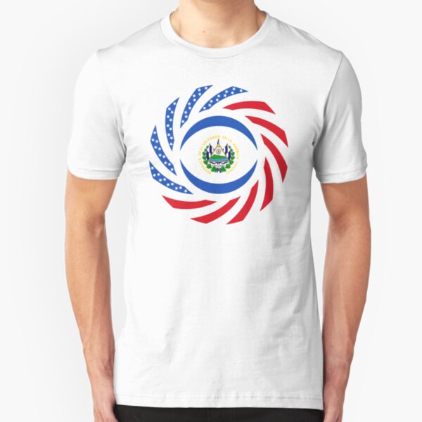 Salvadoran American Multinational Patriot Flag Series Slim Fit T-Shirt