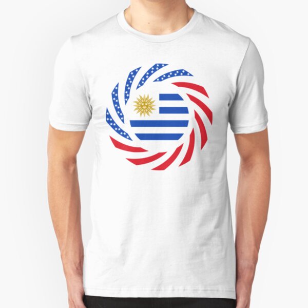 Uruguayan American Multinational Patriot Flag Series Slim Fit T-Shirt