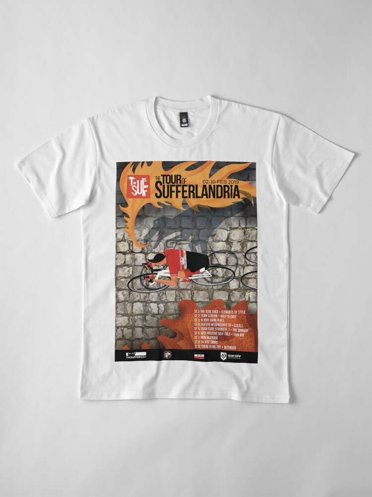 Alternate view of Tour of Sufferlandria 2019 Poster - Male Rider Premium T-Shirt