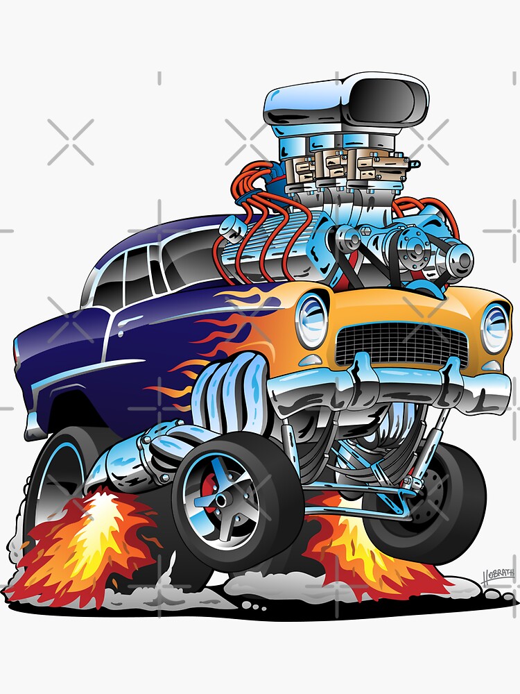 Classic Fifties Hot Rod Muscle Car Cartoon by hobrath