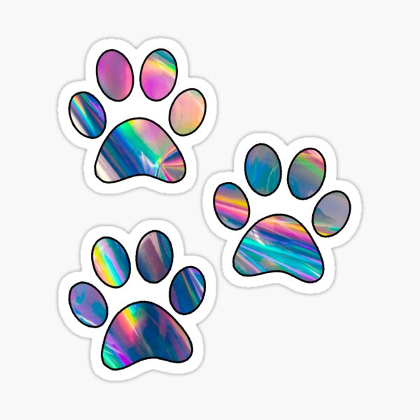 holographic paw prints Sticker
