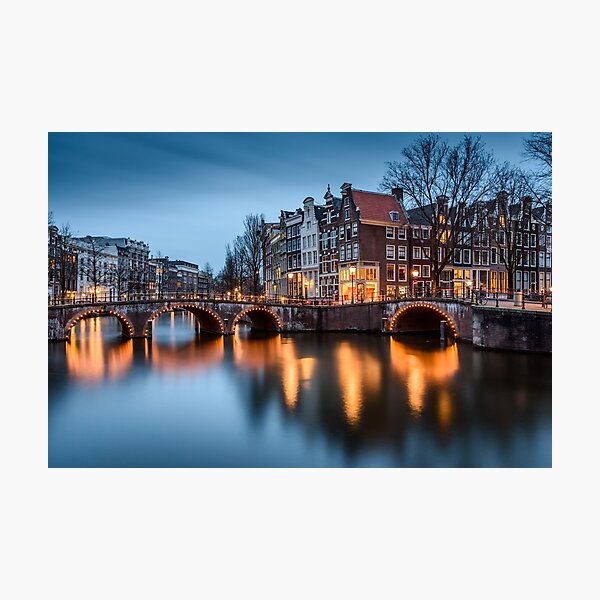 Item preview, Amsterdam Canals Cityscape at Twilight designed and sold by thinkbigimages.