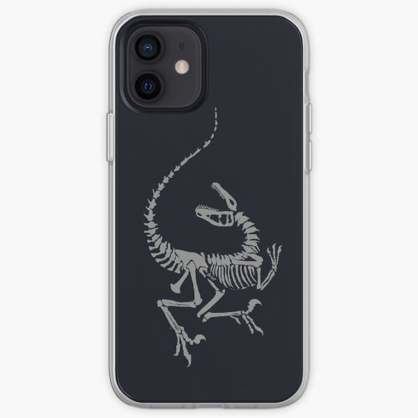Esqueleto raptor de diseño fósil. Funda blanda para iPhone