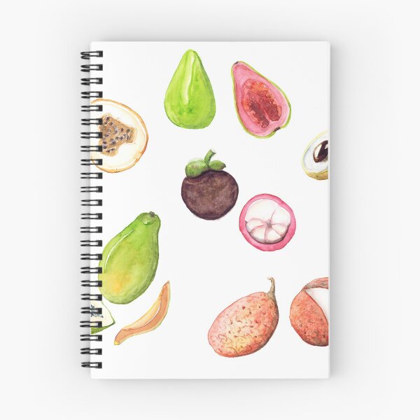 Item preview, Watercolor exotic fruits litchi, ratilongan, papaya, mangosteen, granadilla, guava art designed and sold by FuzzyLogicKate.