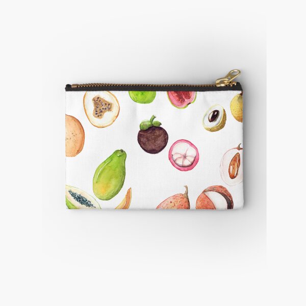 Item preview, Watercolor exotic fruits litchi, ratilongan, papaya, mangosteen, granadilla, guava art designed and sold by FuzzyLogicKate.