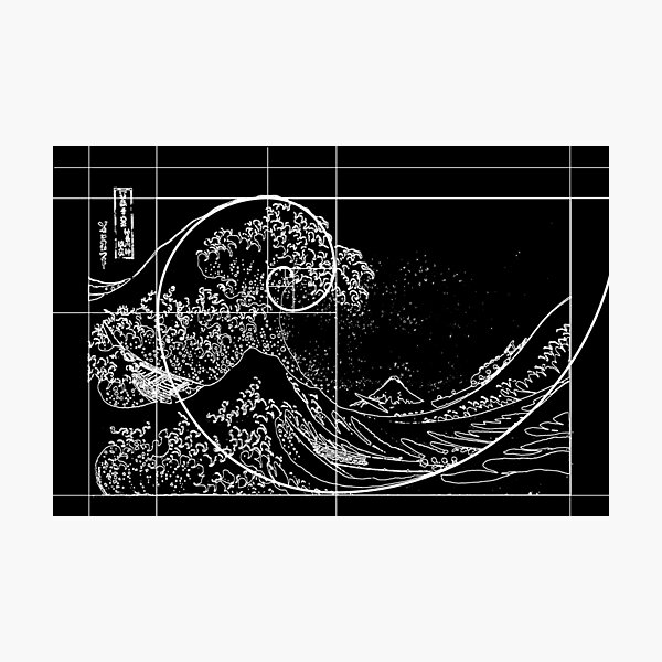 Item preview, Hokusai Meets Fibonacci, Golden Ratio, White Line designed and sold by SymbolGrafix.