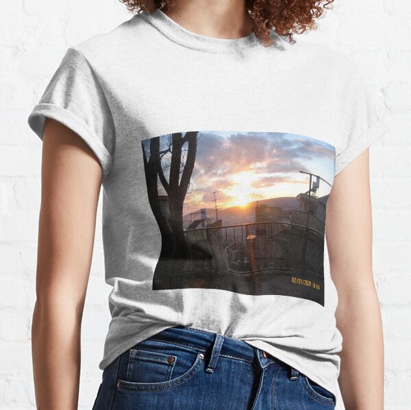 #town, #morning, #house, #sunlight, #tree, #sunset, #outdoors, #architecture Classic T-Shirt