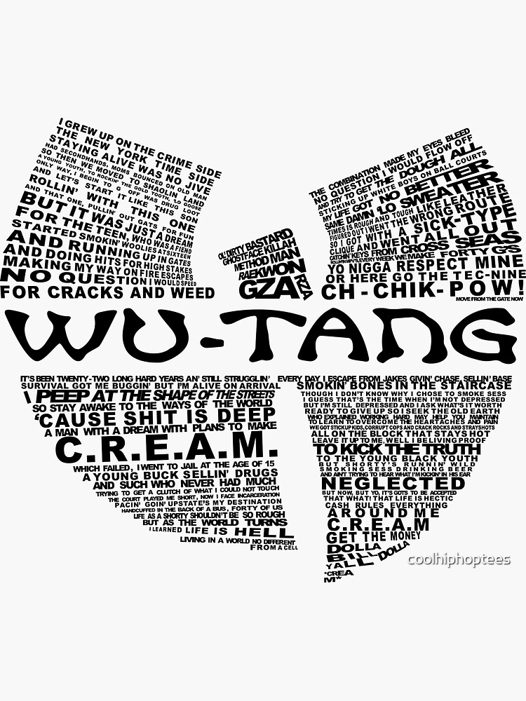 CREAM Lyrics Wu Hip Hop T-Shirt by coolhiphoptees