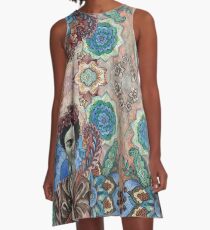 Frida Kahlo Porträt - 6 A-Linien Kleid