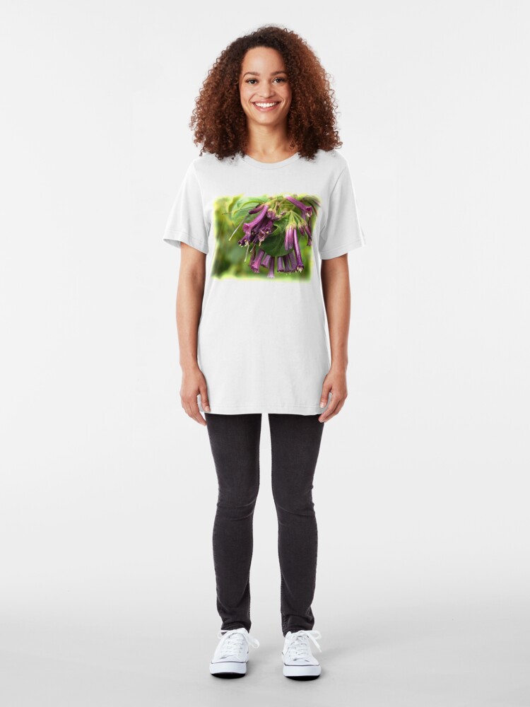 Alternate view of Purple Iochroma Flowers Slim Fit T-Shirt
