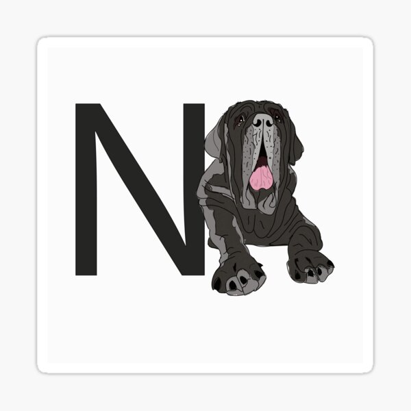 N is for Neapolitan Mastiff Dog Sticker