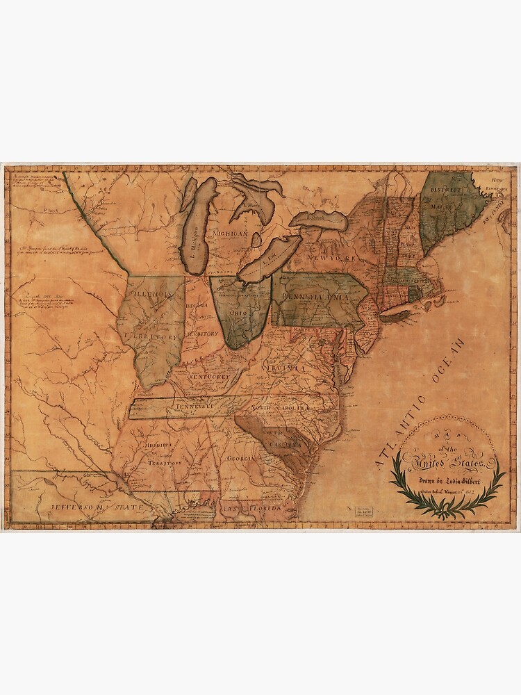 "Map of the United States (1812)" Poster for Sale by allhistory | Redbubble