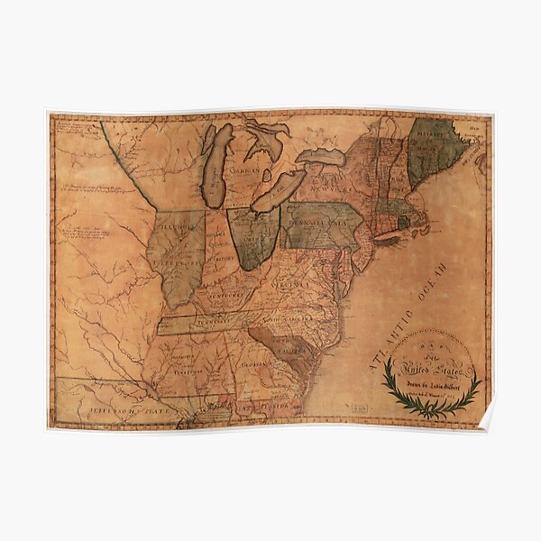 quot Map of the United States 1812 quot - Poster,504x498,f8f8f8 Pad,600x600,f8f8f8.u1 