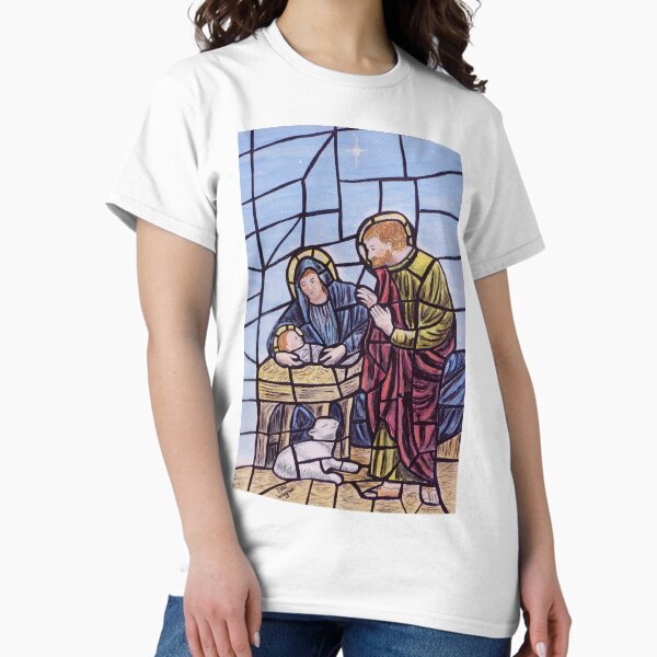 Stained glass nativity Classic T-Shirt