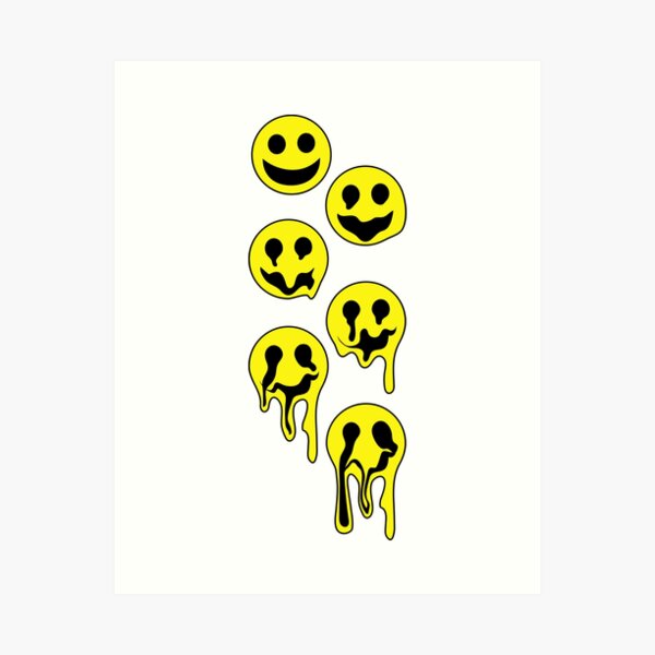 Melting Smiley Face Wall Art for Sale  Redbubble