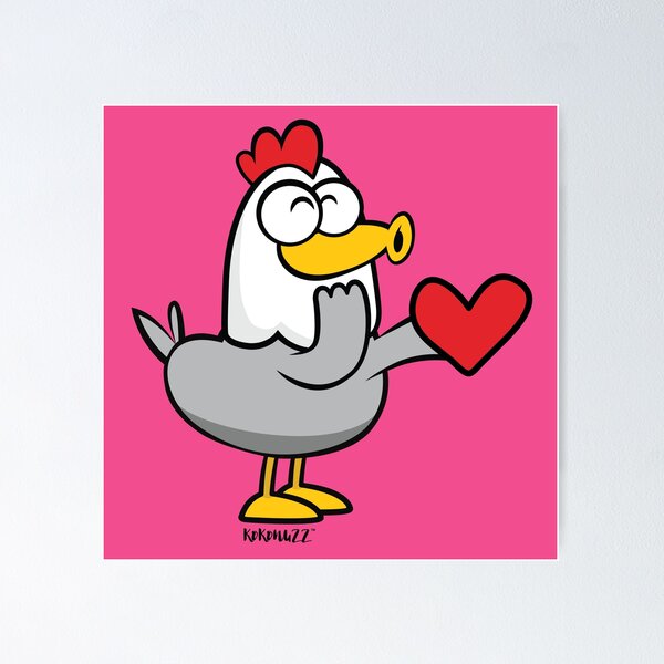 Item preview, Chicken love kiss - Gina holds a heart (valentine's day) designed and sold by Kokonuzz.