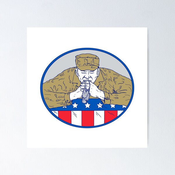 Item preview, American Soldier Praying Drawing Color designed and sold by patrimonio.