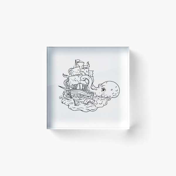Item preview, Kraken Attacking Sailing Ship Doodle Art designed and sold by patrimonio.