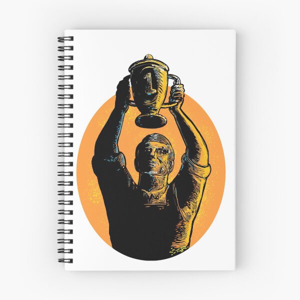 Item preview, Worker Raising up Championship Trophy Woodcut designed and sold by patrimonio.