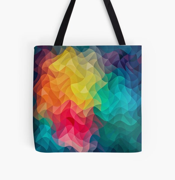 Abstract Color Wave Flash All Over Print Tote Bag