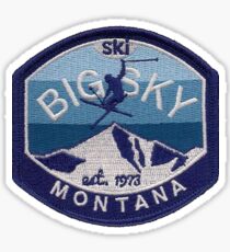 Big Sky Montana ski resort from image of vintage ski patch Sticker