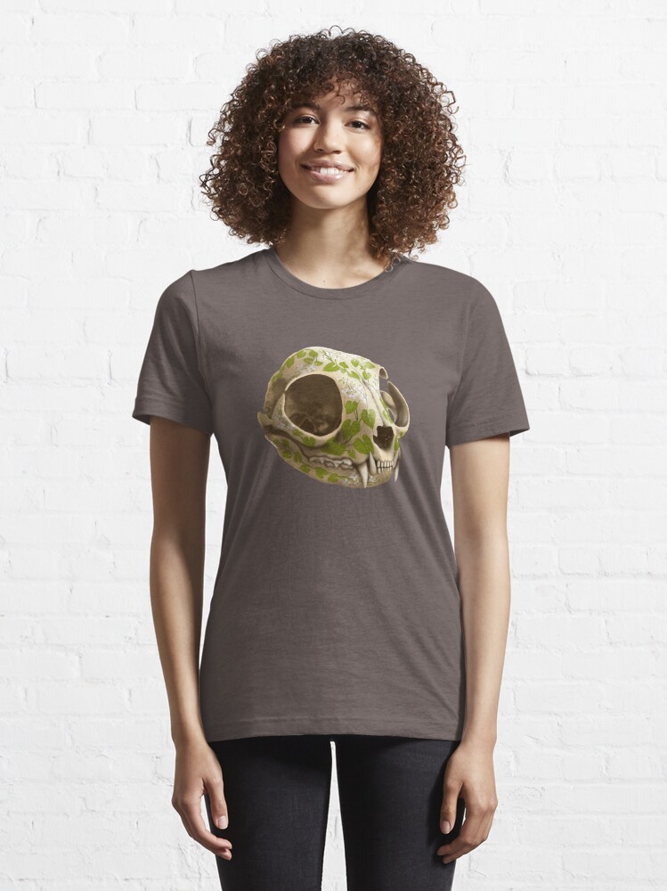 Thumbnail 6 of 7, Essential T-Shirt, cat skull decorated with wasabi flowers designed and sold by Richard Morden.