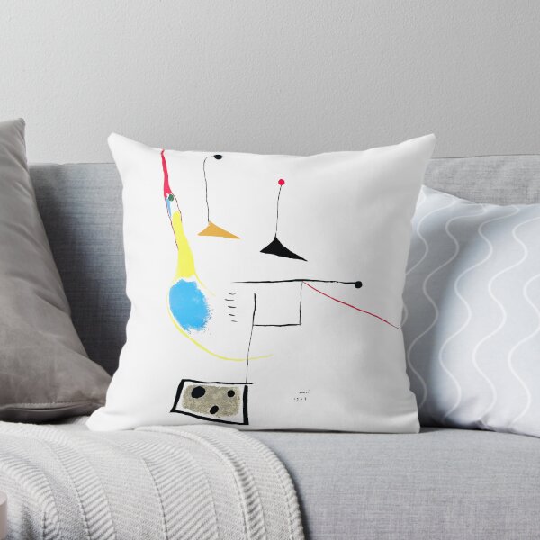 Joan Miro Painting On White Ground, 1927 Artwork, Prints, Posters, Tshirts, Bags, Men, Women, Kids Throw Pillow