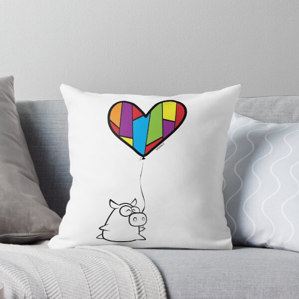 Item preview, Fun Pig holding a colorful Heart balloon - Kino Love! (Valentine’s Day) designed and sold by Kokonuzz.