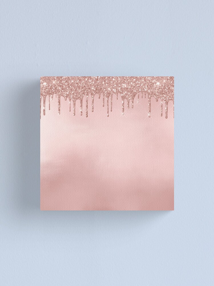 "Rose Gold Glitter Rain on Pink Metal Foil" Canvas Print for Sale by