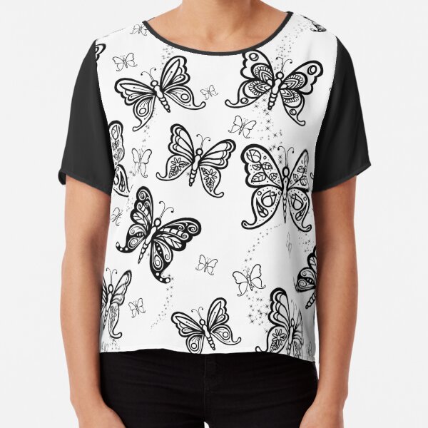 Just Add Colour -Butterfly Sparkle Chiffon Top