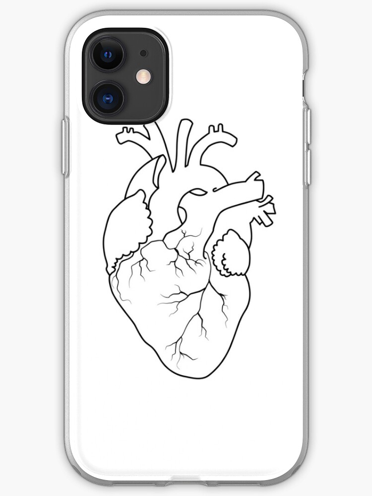 Human Heart As Outlines Contour Line Iphone Case Cover By