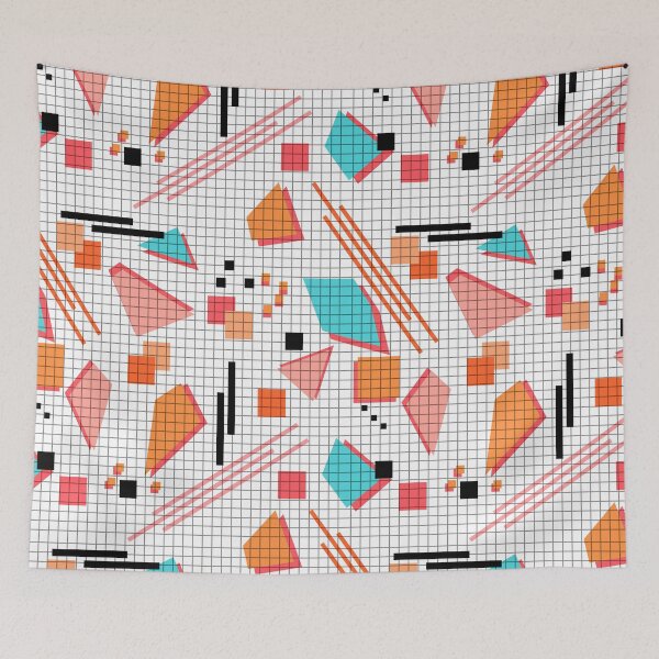 Item preview, Seamless school geometric memphis shapes pattern striped lined background designed and sold by fuzzyfox.