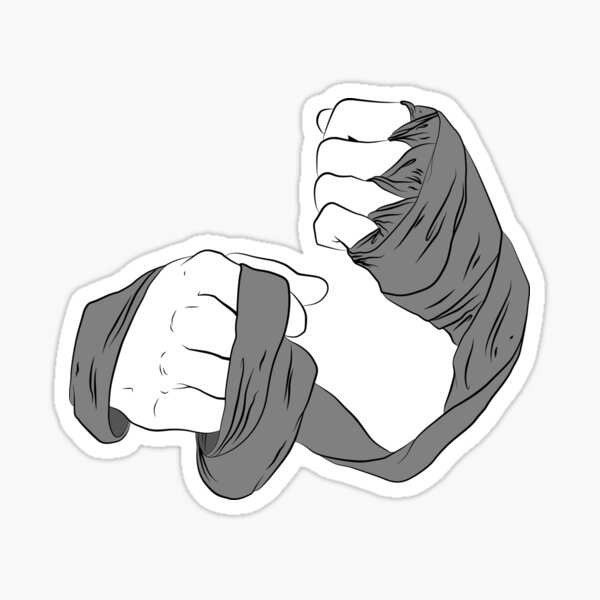 Item preview, Bandaged fists with gray bandage / outlines, contour line designed and sold by Marcin Adrian.