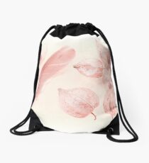 Gooseberries, a feather with a touch of pink Drawstring Bag