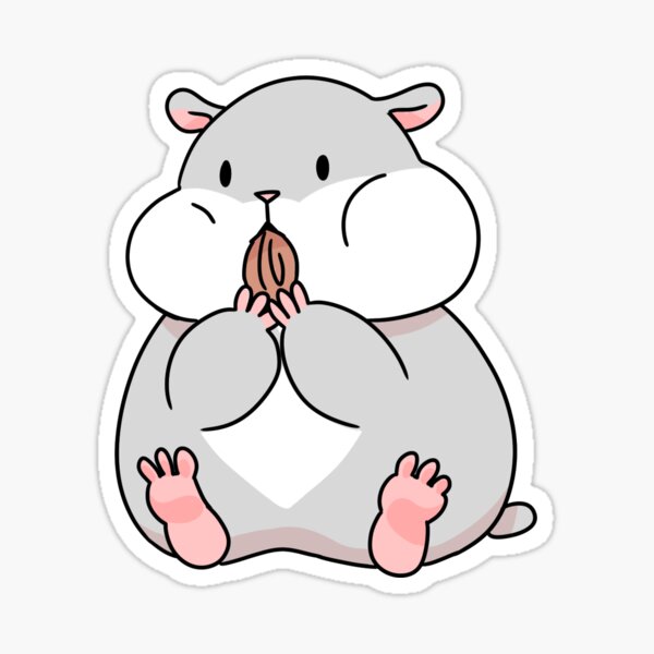 Tam the Tiny Hamster, with seed. Sticker
