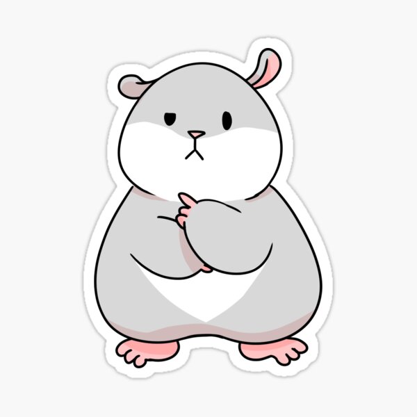 Tam the Tiny Hamster, thinking face. Sticker